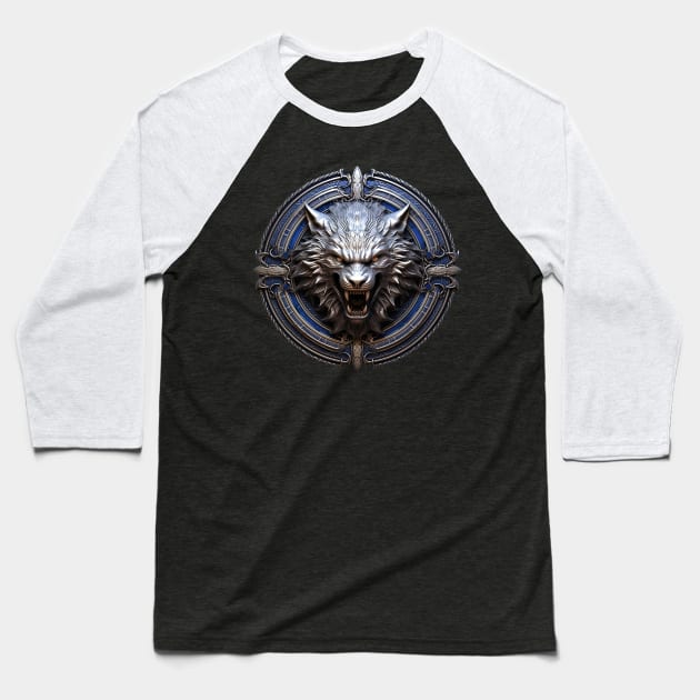 Wolf Emblem Baseball T-Shirt by MaxDeSanje 